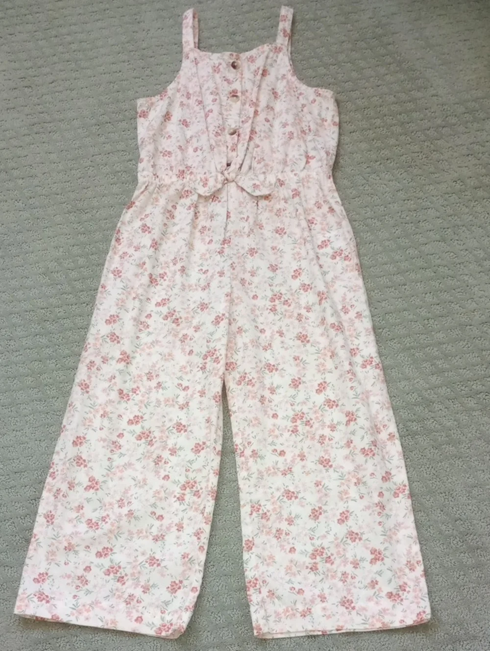 Oshkosh B'gosh Beige Floral Wide-Leg Jumpsuit
